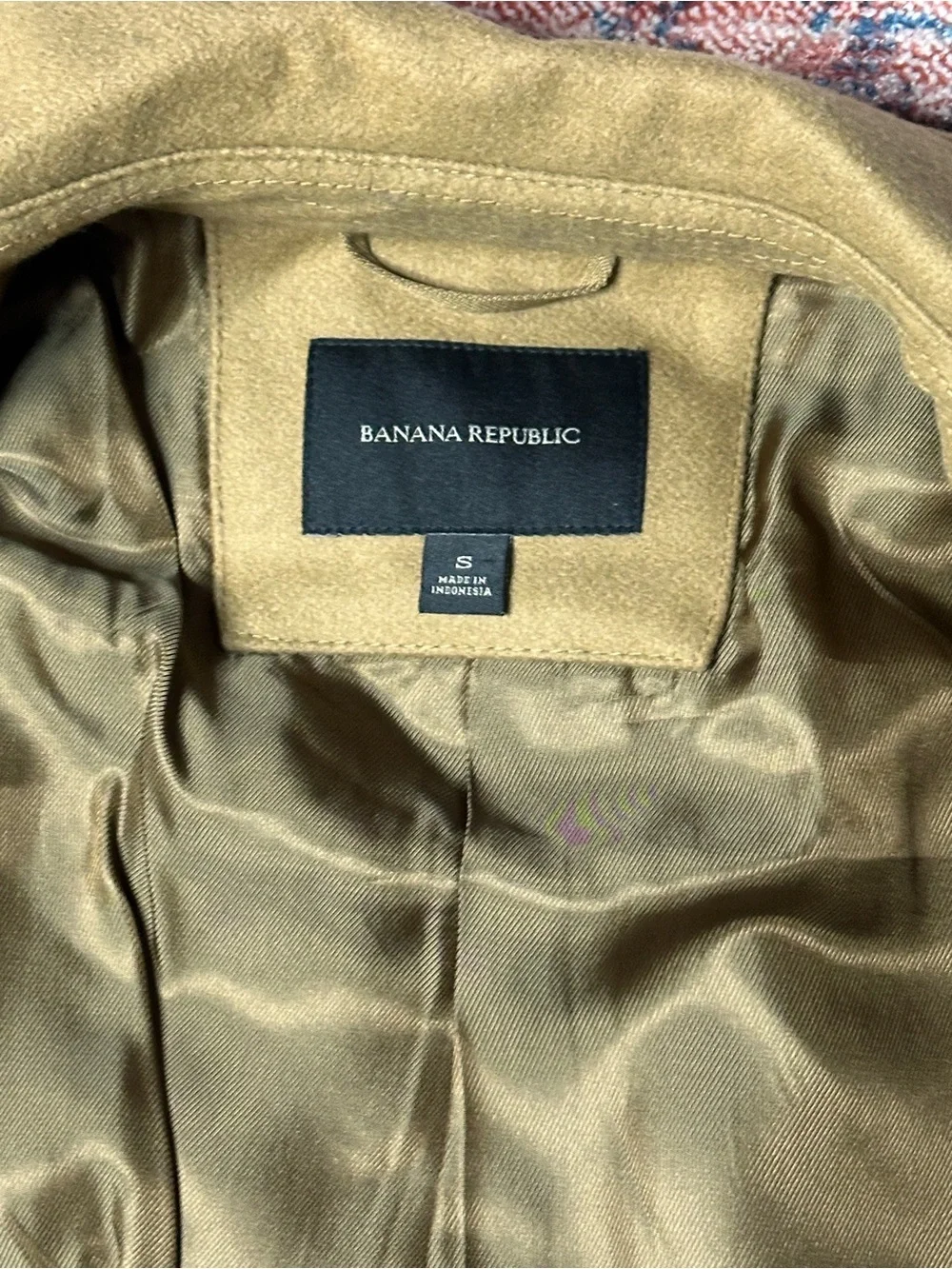 Banana Republic Camel Wool Belted Double Breasted Trench Coat Small